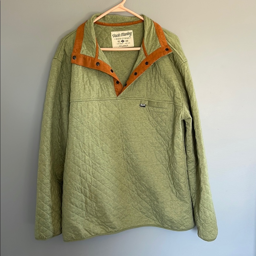 Rock Monkey Men's Green Quilted Pull Over